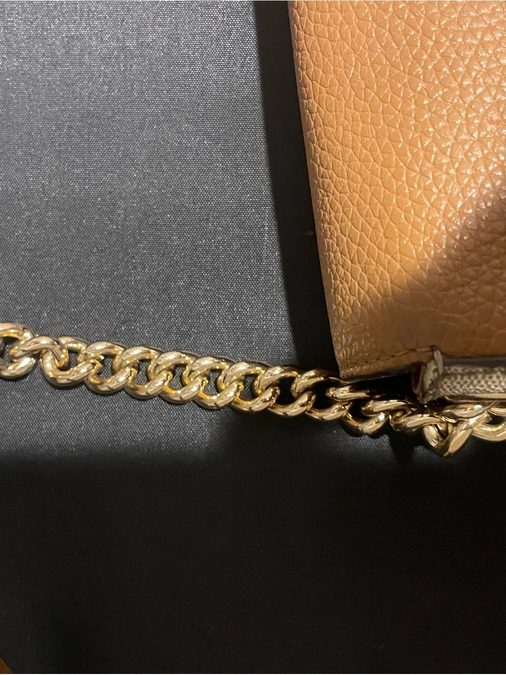 Michael Kors Brown/White Logo Crossbody Bag, Snap Closure, Gold Hardware